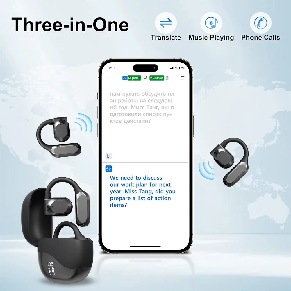 144 Languages Real Time Translation Earbuds Bluetooth-Compatible 5.4 AI Smart Voice Translator for Travel Business Learning